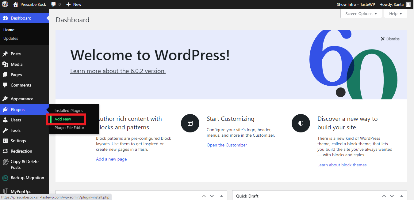 add new plugin in wordpress